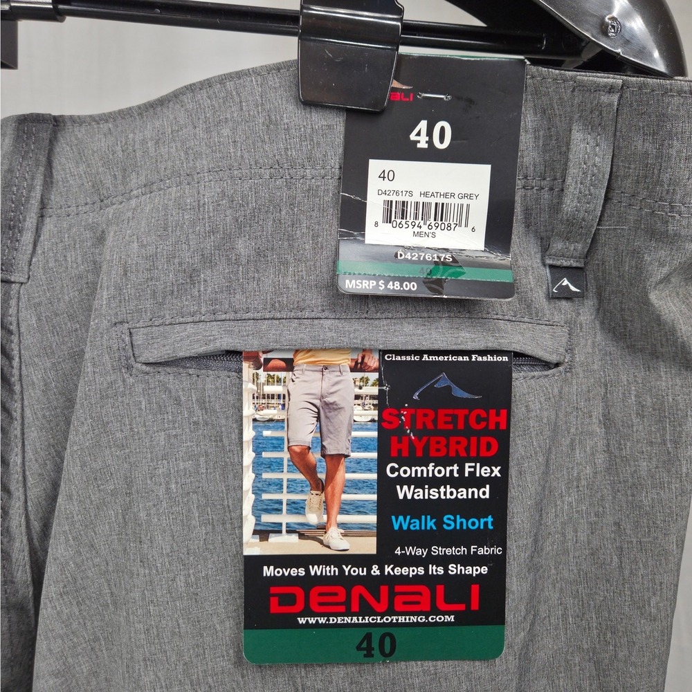 Denali Golf Shorts Men's Size 40 Gray Performance Stretch Casual Flat Front NWT